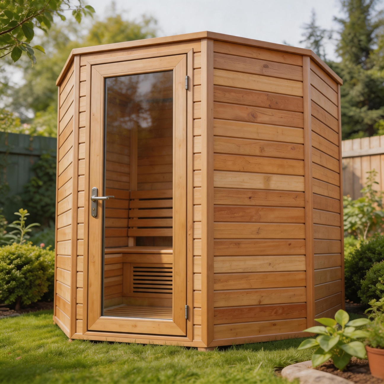 2-4 Person Cedar Outdoor Sauna Cabin CSA-283 Exterior angle