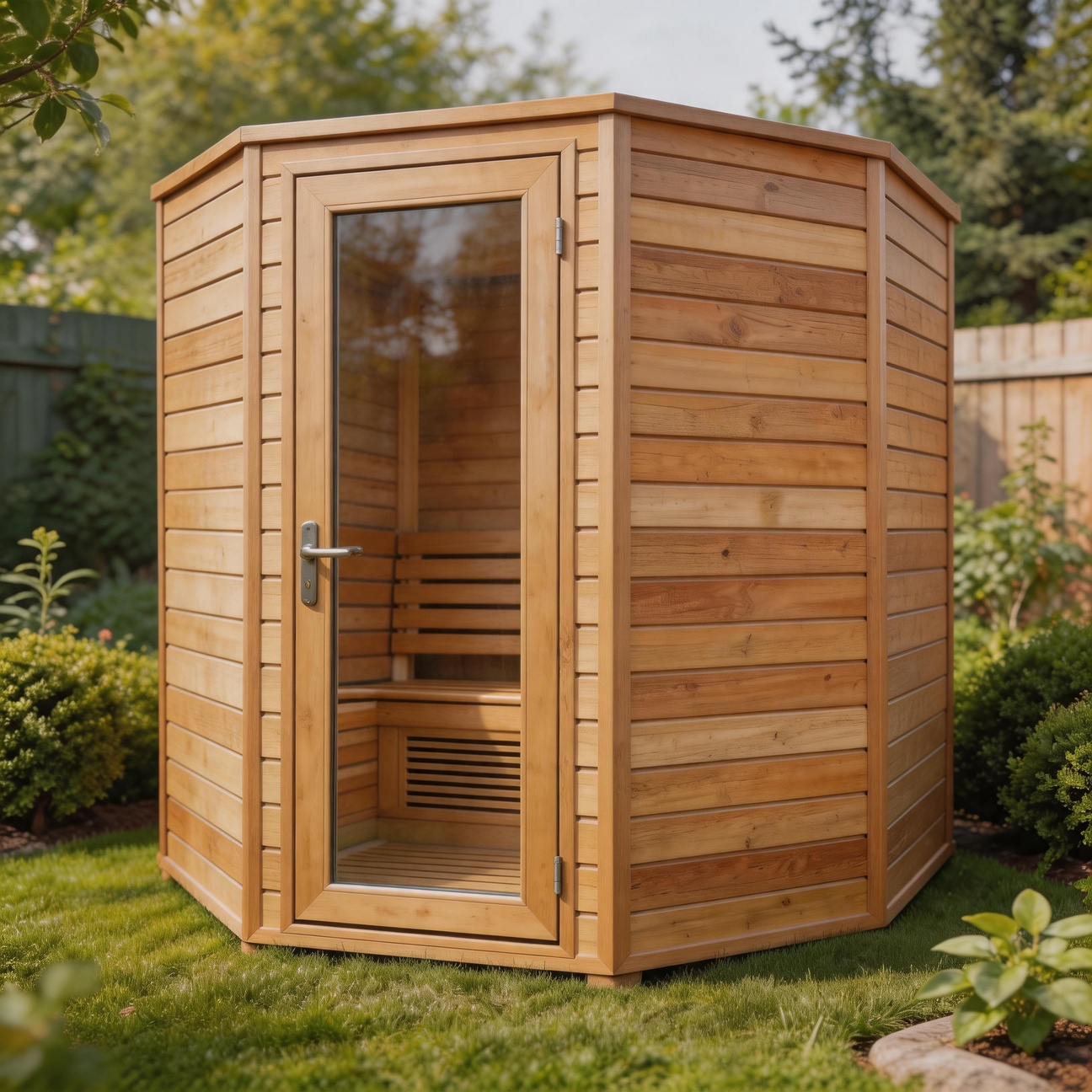 2-4 Person Cedar Outdoor Sauna Cabin CSA-283 Side profile