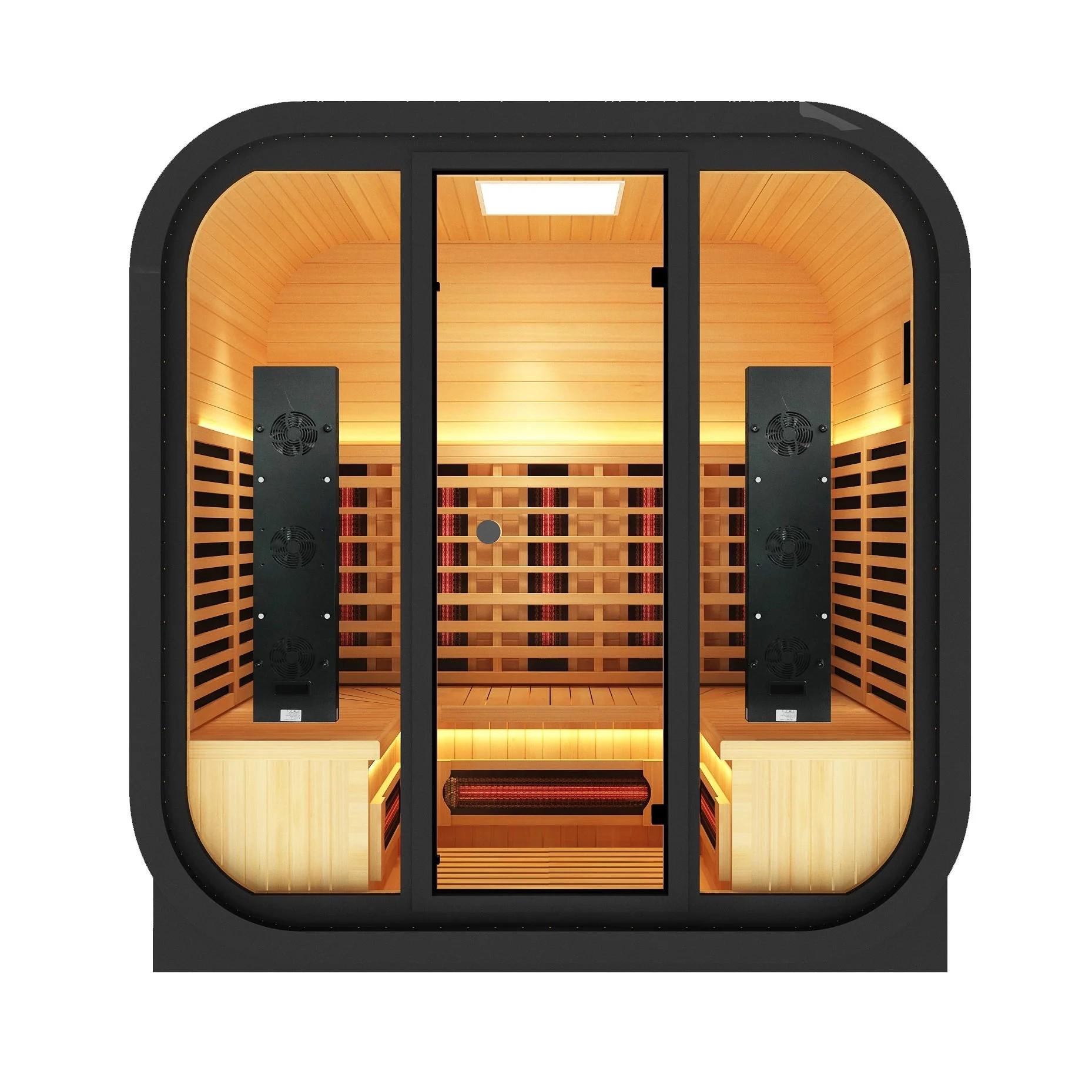 2 Person Round-Edge Far Infrared Sauna Cabin Door and glass