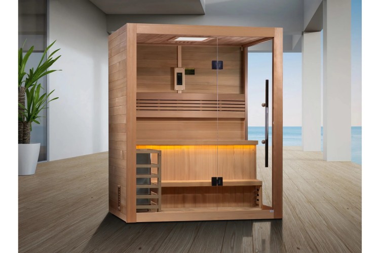 OEM/ODM 3 Person Far Infrared Sauna Room Indoor Wooden Sauna with Full Spectrum Heaters Low Temperature Dry Heat Therapy Door and glass