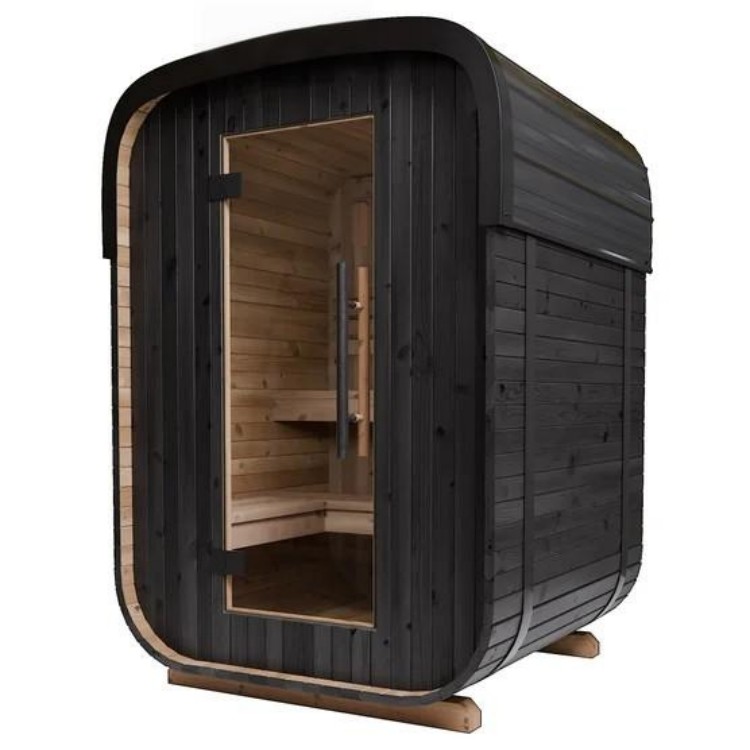 OEM/ODM Luxury Outdoor Sauna Barrel, Carbonized Wood Cladding, Traditional Wet/Dry Heat Sauna for Home &amp; Hotel Projects Interior detail
