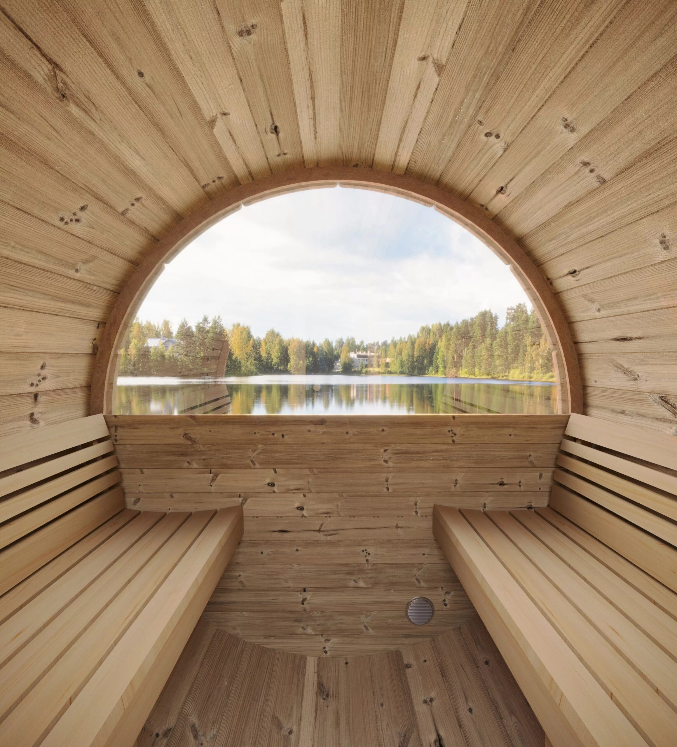 2 Person Cedar Barrel Sauna for Compact Outdoor Sites House CSA-115 Interior detail