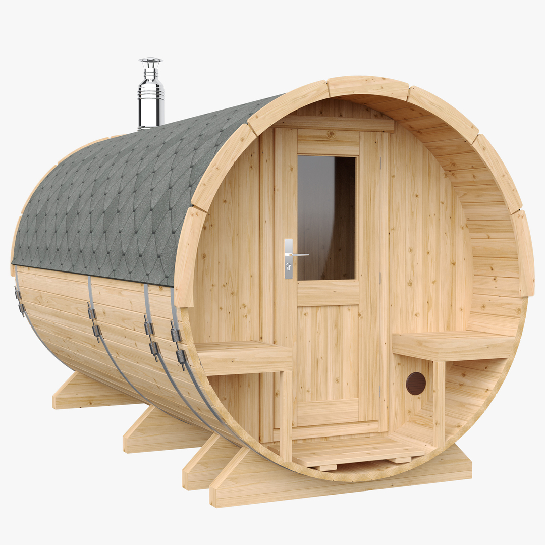 2 Person Wet Steam Barrel Sauna with Round Outdoor Shell Interior detail