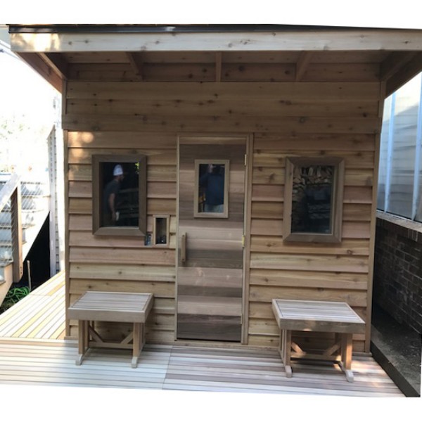 Cedar Outdoor Sauna Cabin CSA-130 Door and glass