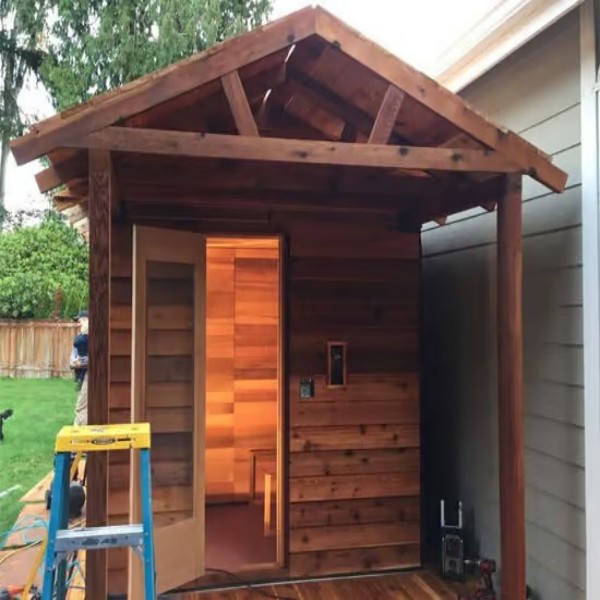 Cedar Outdoor Sauna Cabin CSA-130 Side profile