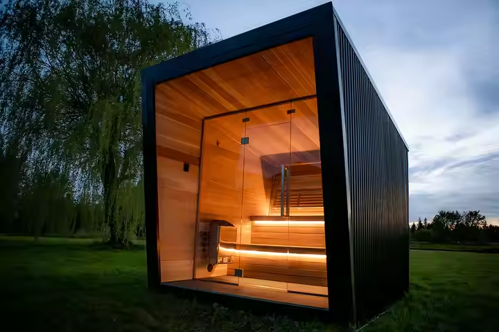 Cedar Outdoor Sauna Cabin CSA-342 Exterior angle