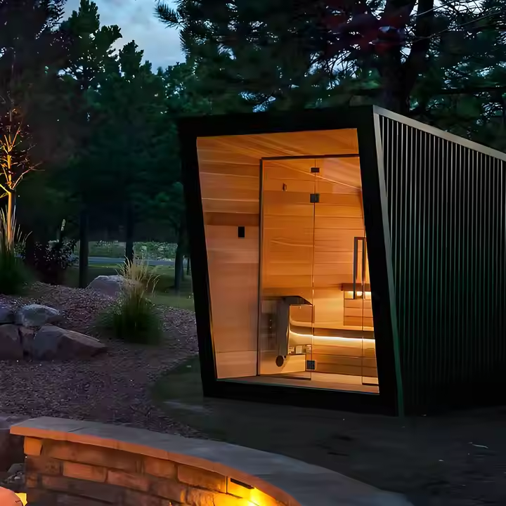 Cedar Outdoor Sauna Cabin CSA-342 Door and glass