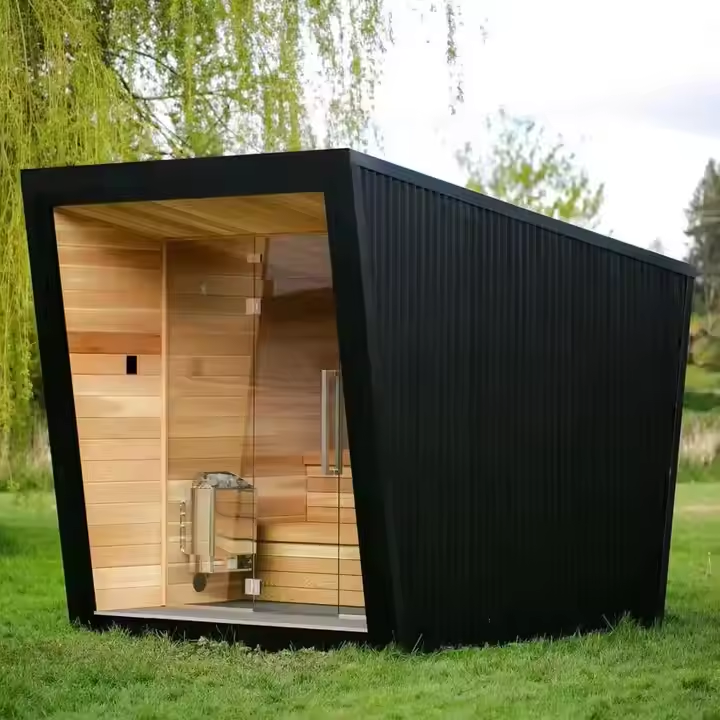 Cedar Outdoor Sauna Cabin CSA-342 Side profile