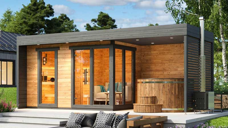 Outdoor Home Small Wooden Far Infrared Sauna for Garden Door and glass