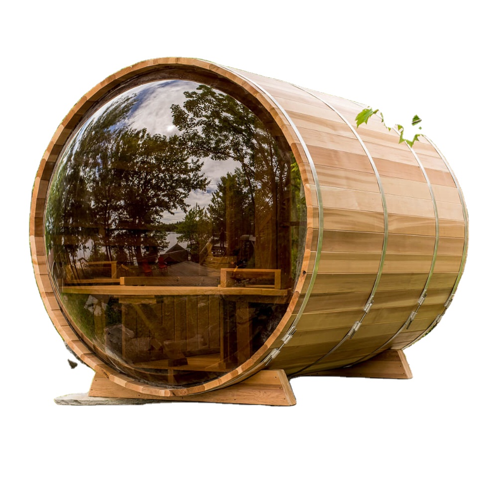 4 Person Red Cedar Outdoor Indoor Barrel Sauna Room CSA-95 Door and glass