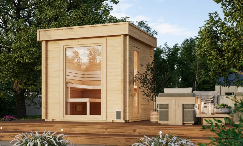 Outdoor Infrared Sauna Room 4 Person Waterproof Wooden Sauna Fast Heating OEM Service Buyer reference