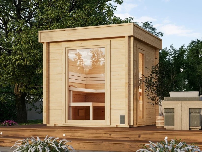 4 Person Outdoor Infrared Sauna Room with Weatherproof Wood Shell product image