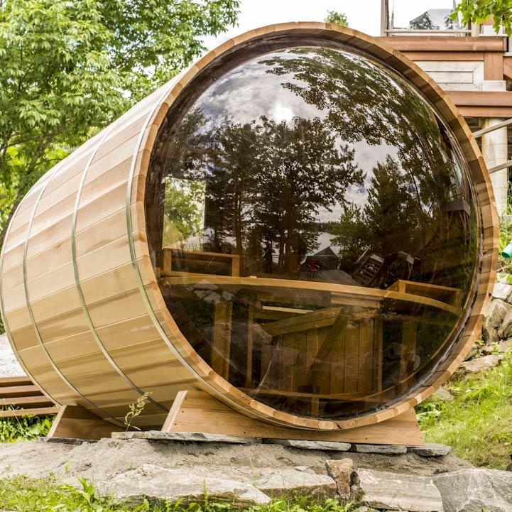 Red Cedar Garden Barrel Sauna with Panoramic End Window CSA-565 Main view
