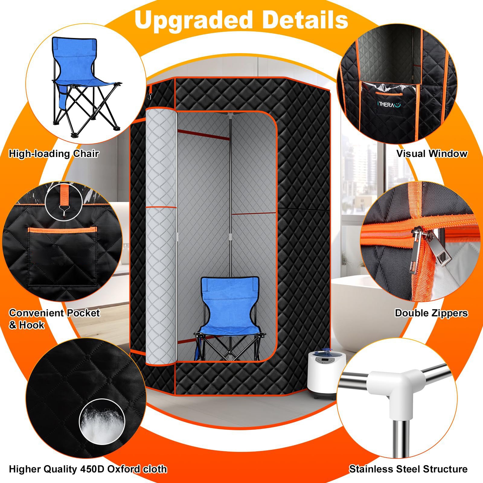 Outdoor Portable Infrared Sauna Cabin Foldable Solar Assisted Heating Carry Bag for Off-Grid Use Side profile