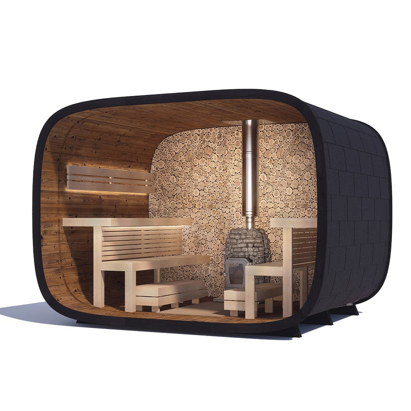 Red Cedar Outdoor Cube Sauna Room CSA-160 Interior detail
