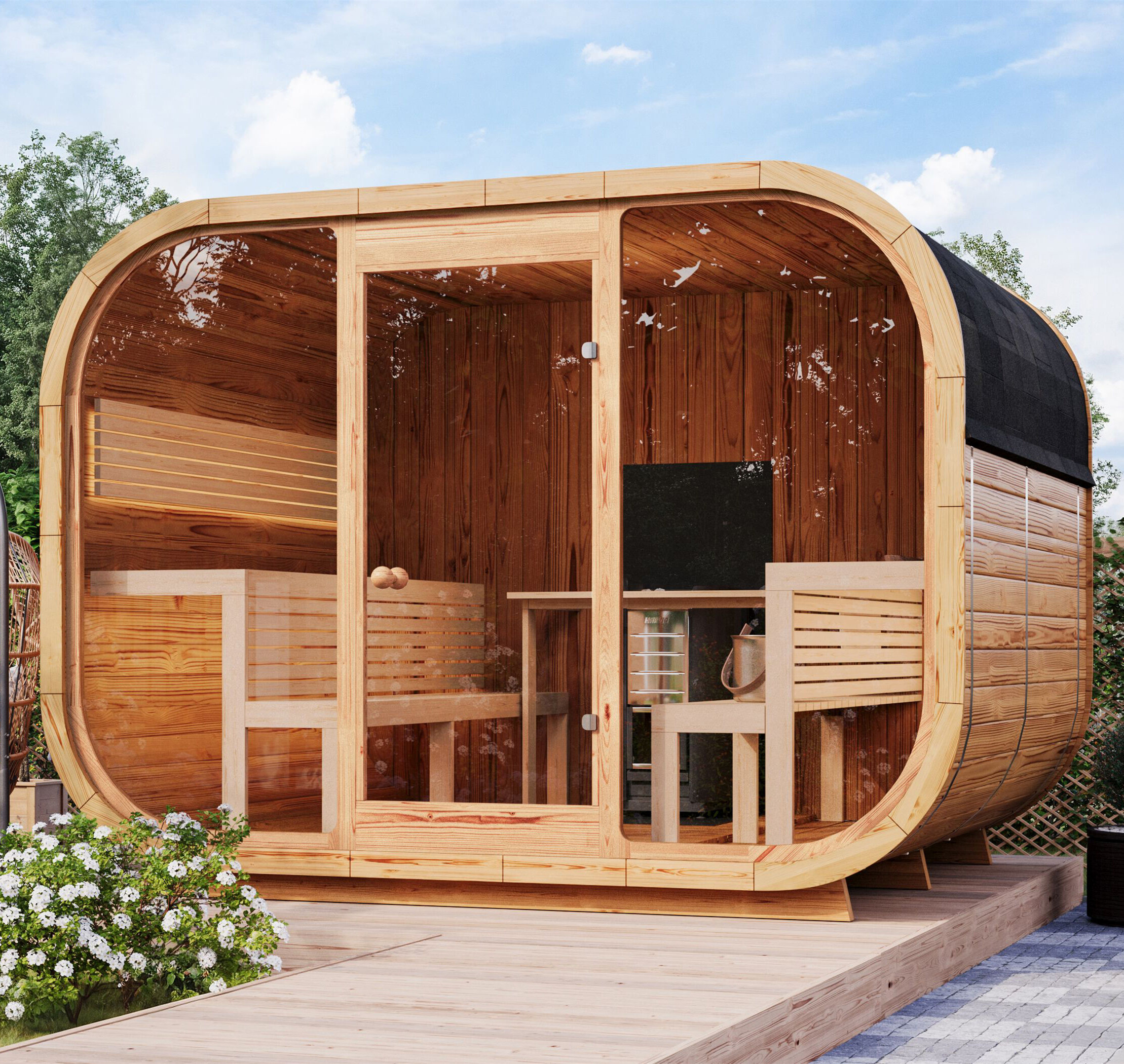Red Cedar Outdoor Garden Wellness Cube Sauna Cabin product image