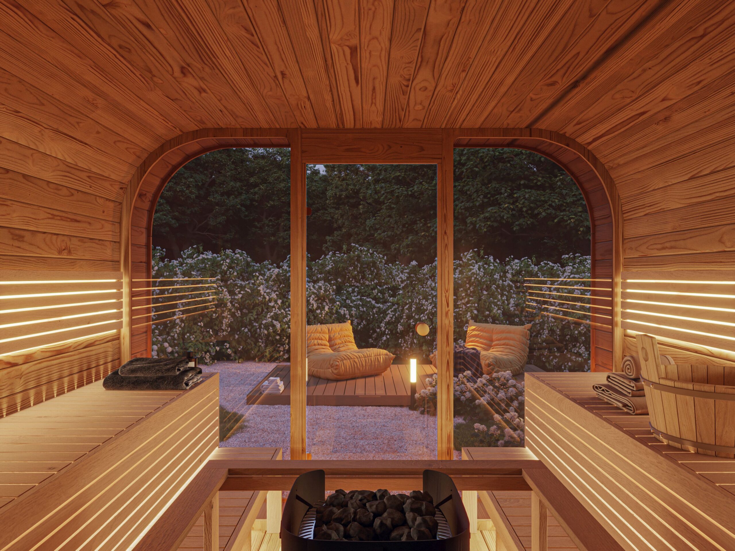 Red Cedar Outdoor Cube Sauna Room CSA-160 Door and glass