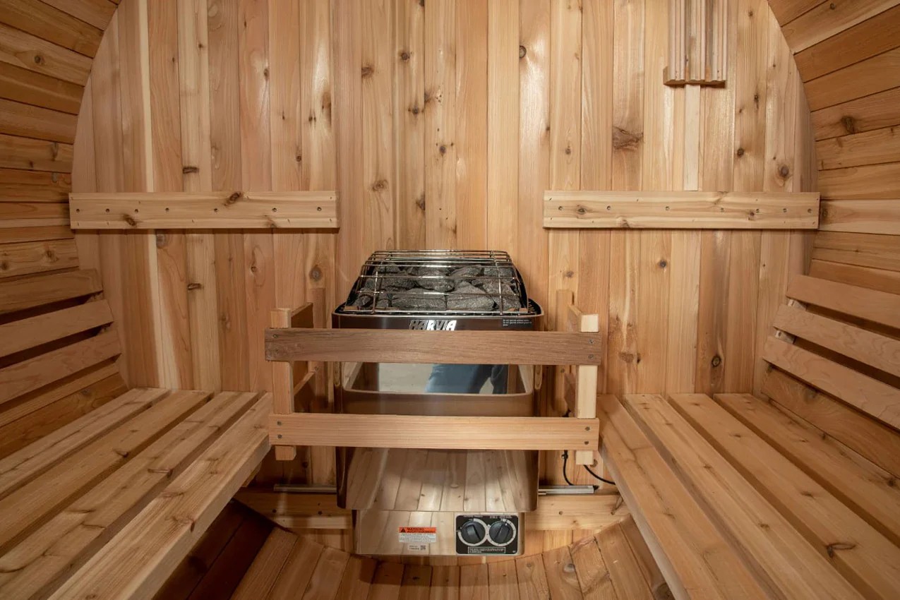 Outdoor Round Barrel Wood-Fired Sauna with Glass Door Buyer reference
