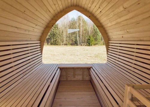 Outdoor Sauna Cabin Minimalist Design Wooden Sauna Room for Modern Backyard Interior detail