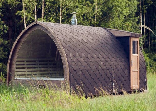 Outdoor Sauna Cabin Minimalist Design Wooden Sauna Room for Modern Backyard Side profile