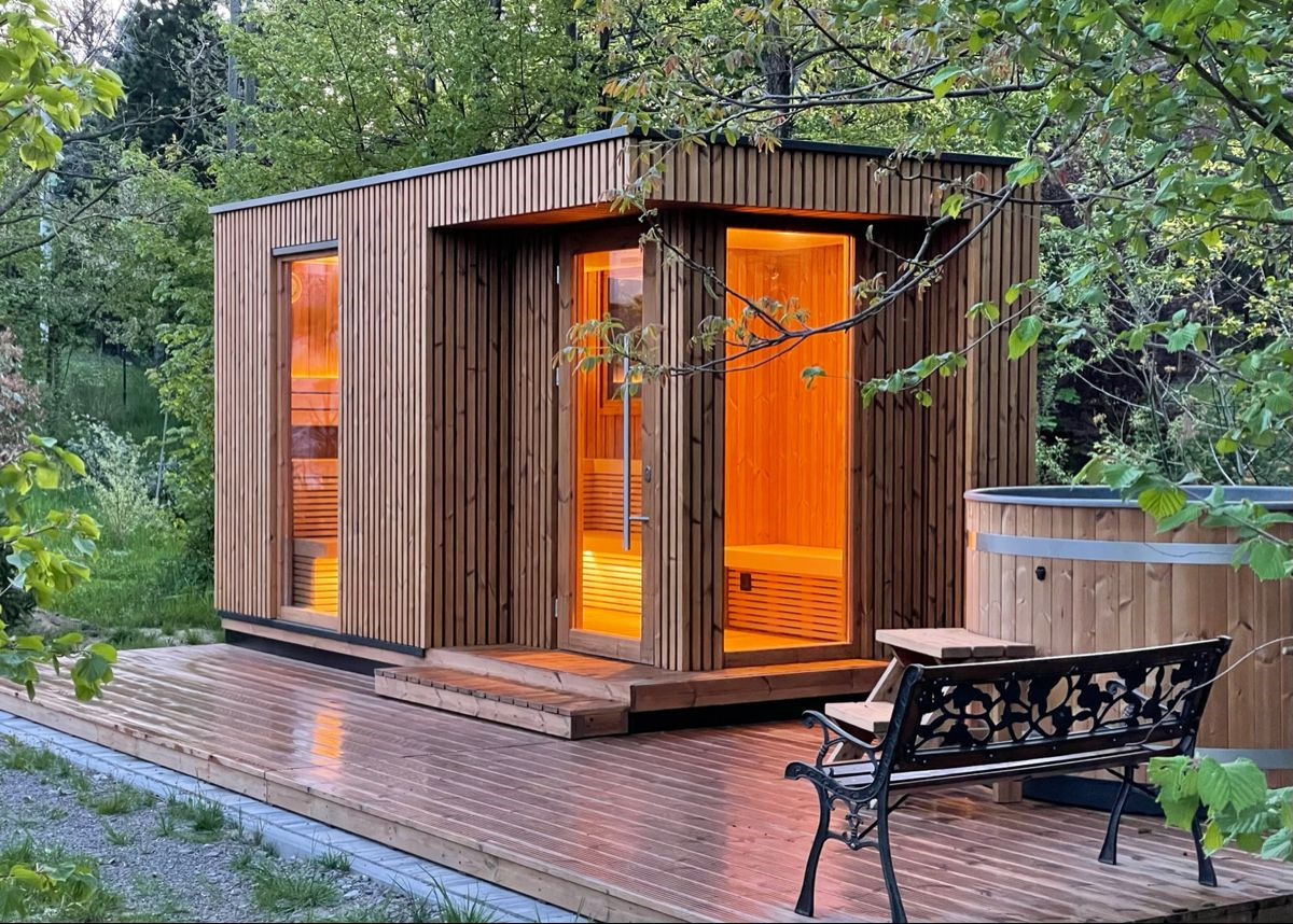 Outdoor Sauna House Electric Regular Sauna 4 Person Outdoor Interior detail