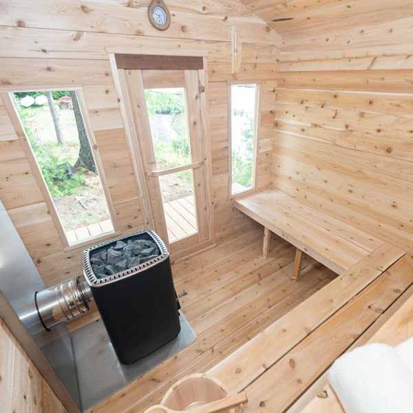 Outdoor Sauna Hut - 5-6 Person Solid Pine Wood %7C Backyard Rustic Spa Sauna Cabin with Wooden Stove Design Buyer reference