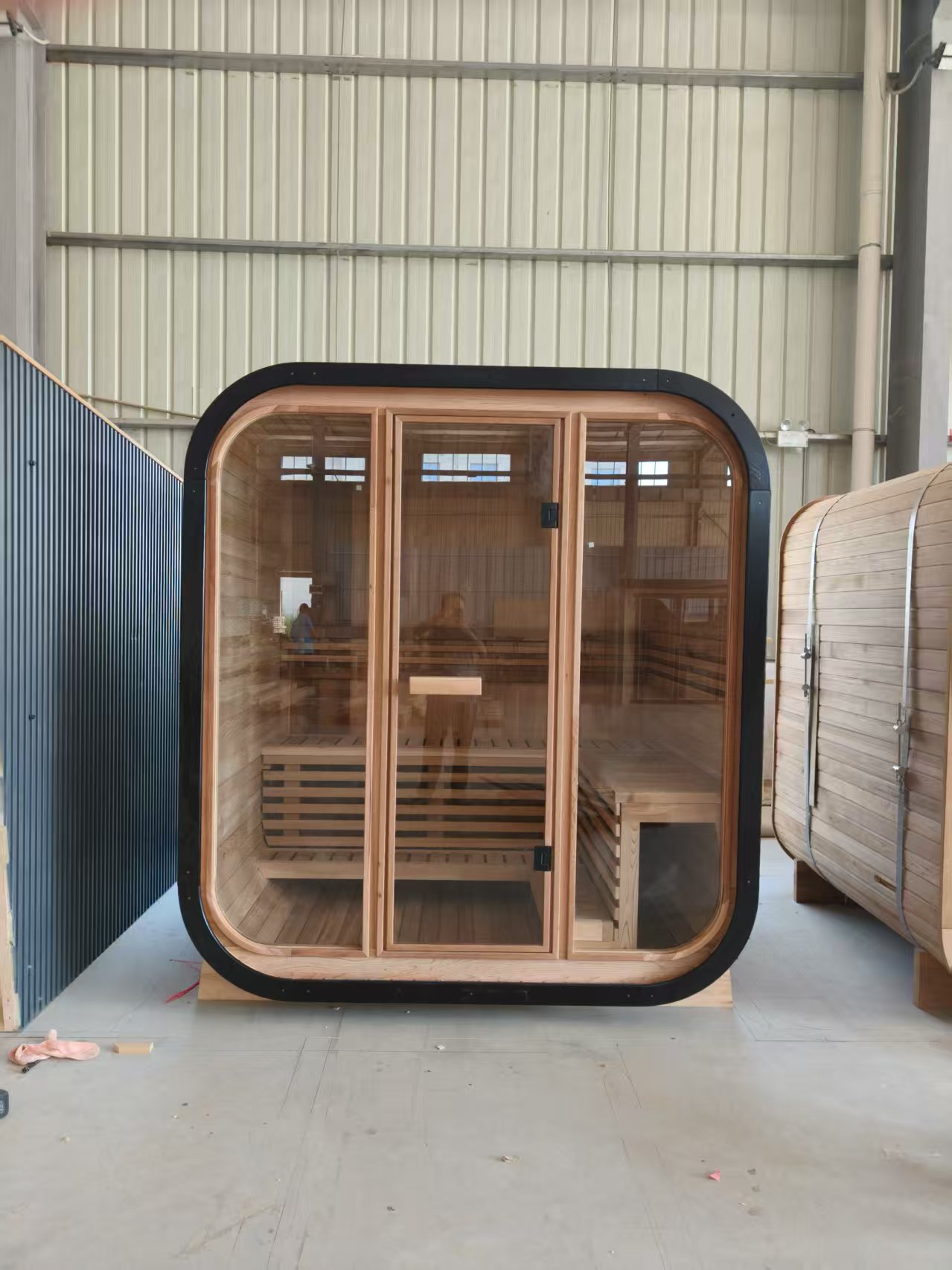 Outdoor Sauna in the Garden 220V for Relaxation in the Courtyard Villa, 2-4 Person, Control Panel, Immediate Purchase Available Interior detail
