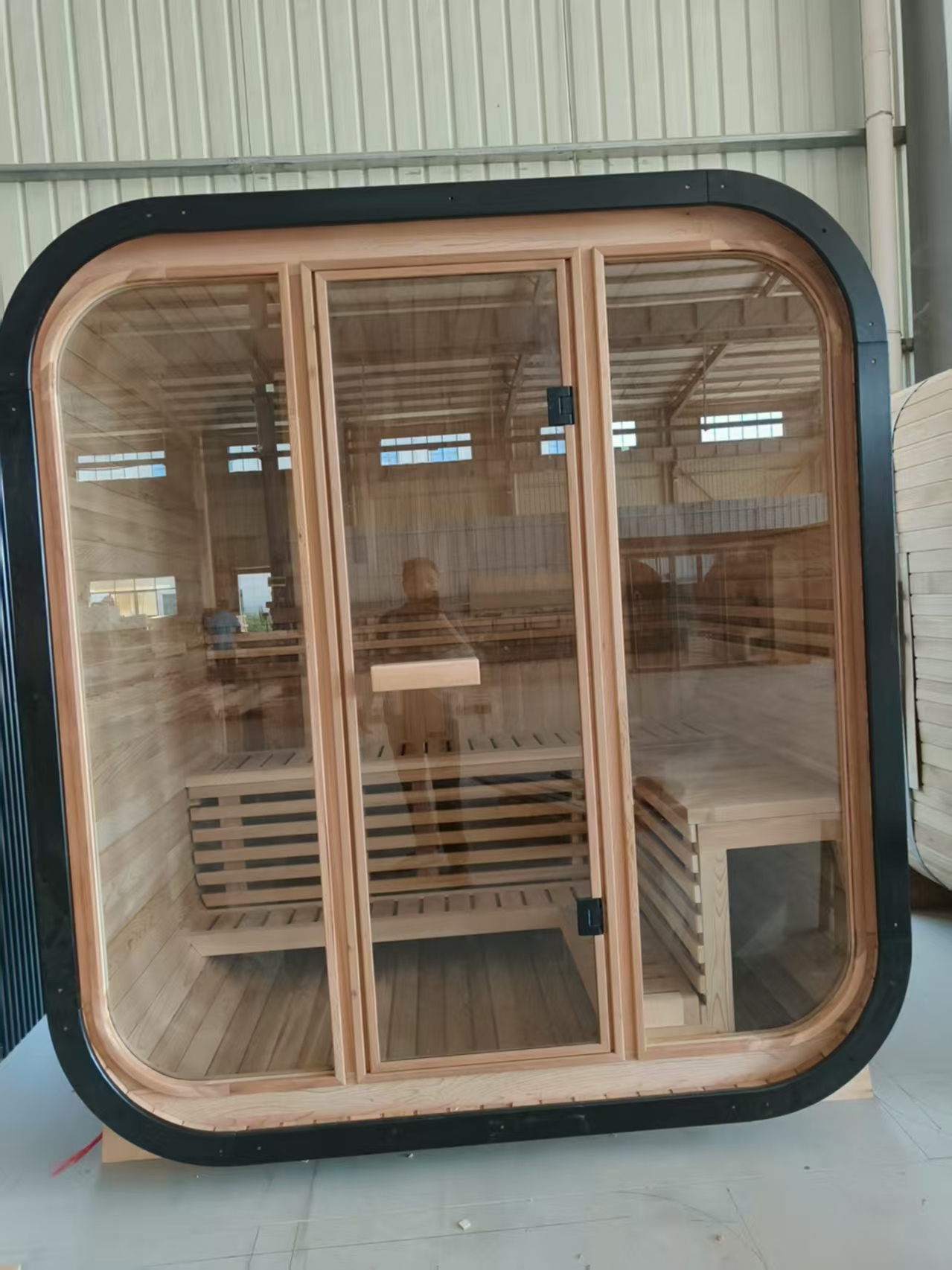 Outdoor Sauna in the Garden 220V for Relaxation in the Courtyard Villa, 2-4 Person, Control Panel, Immediate Purchase Available Side profile