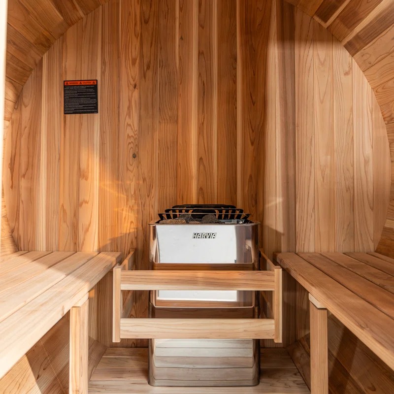 Outdoor Sauna Room for Home Garden 2-4 Persons Wooden Sauna House Interior detail