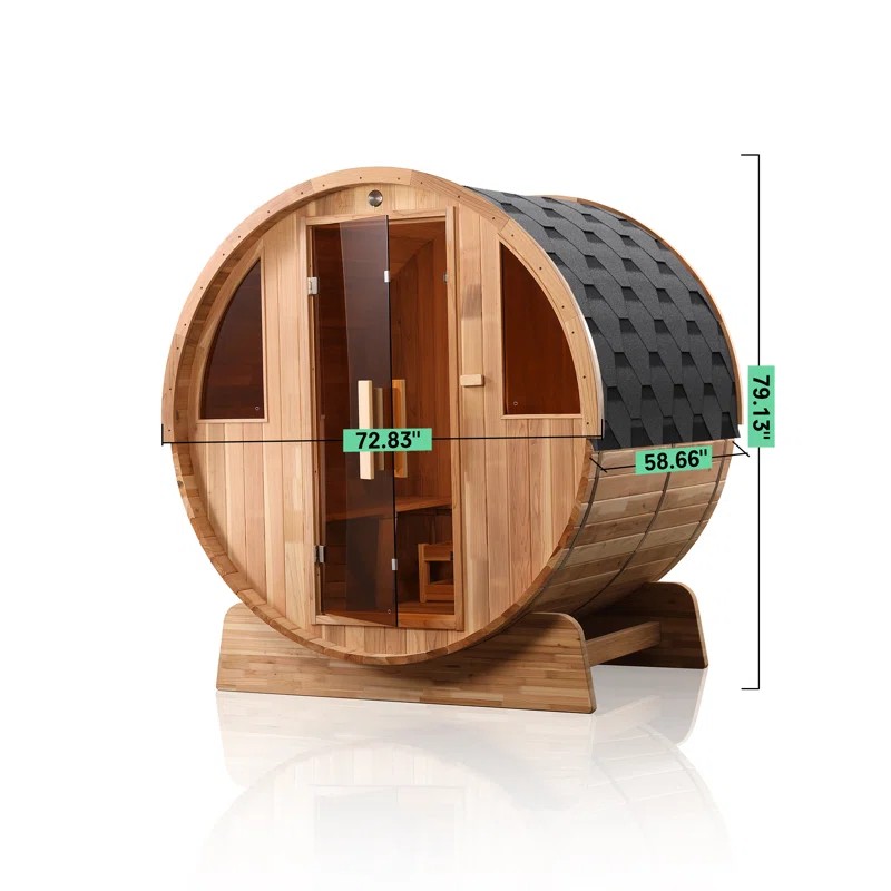 Outdoor Sauna Room for Home Garden 2-4 Persons Wooden Sauna House Door and glass