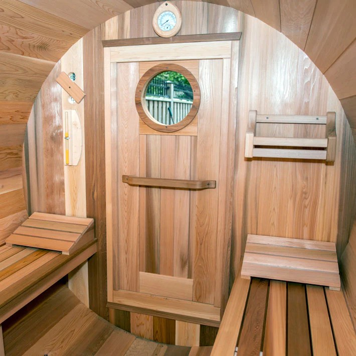 Outdoor Sauna Room with Ventilation System Prefab Sauna Cabin for Healthy Relaxation Interior detail