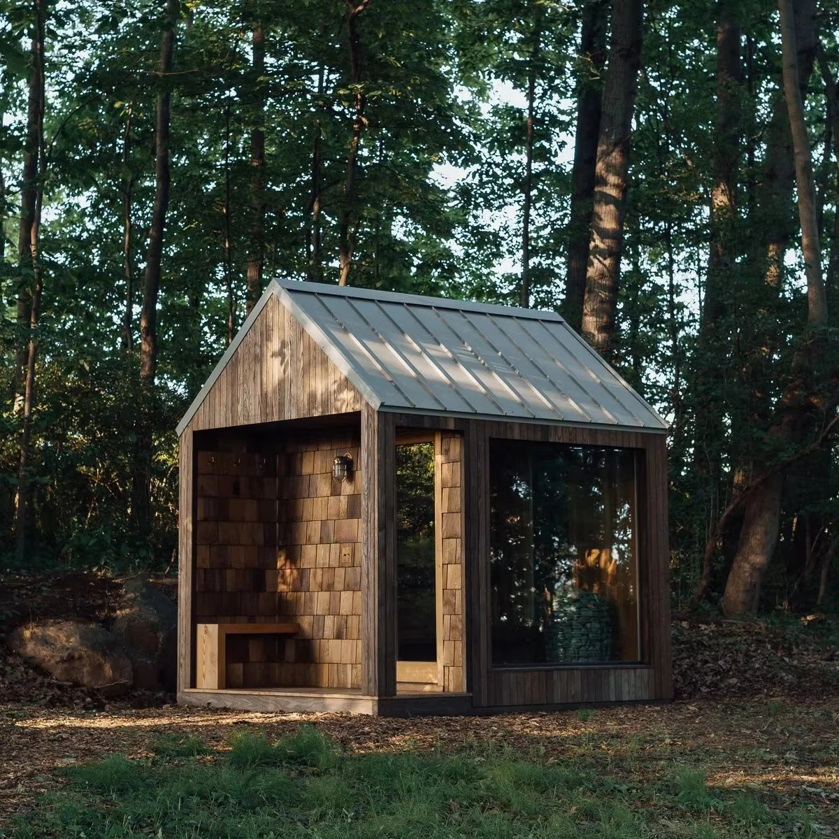 Metal-Roof Outdoor Sauna Cabin with Full-Height Front Window CSA-336 product view 1