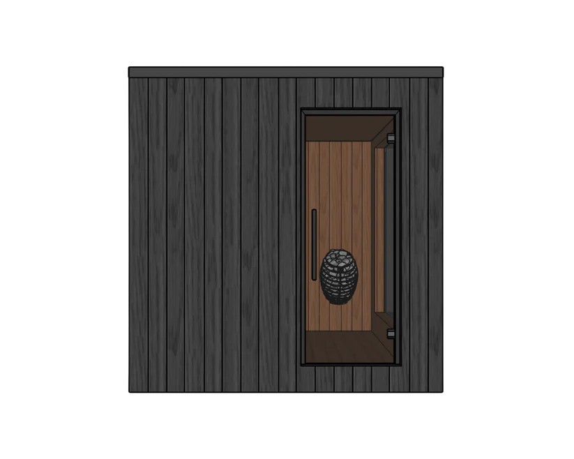 Outdoor Solid Wood Traditional Sauna Cabin with Stone Stove Heater for Home Backyard Use Exterior angle