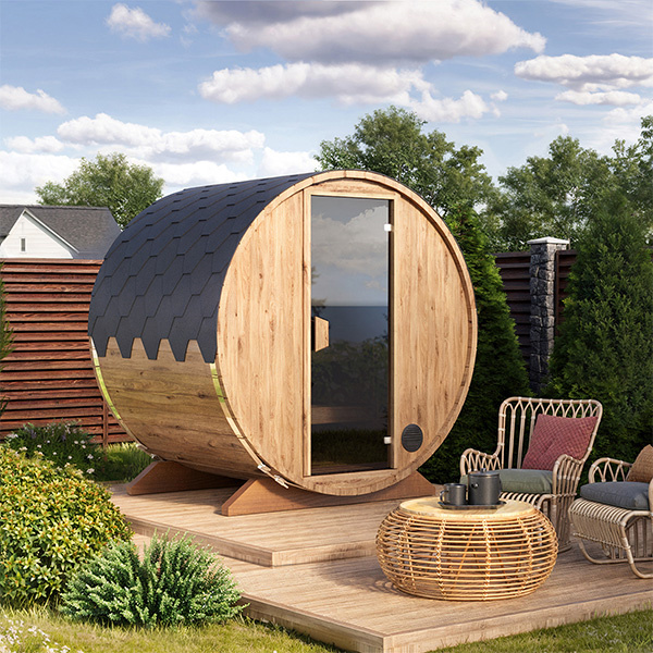 Cedar Outdoor Hot Tub Combo Stone Heater Barrel Sauna CSA-526 Main view