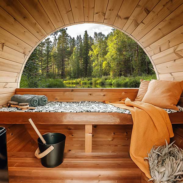 Cedar Outdoor Barrel Sauna Room CSA-526 Door and glass