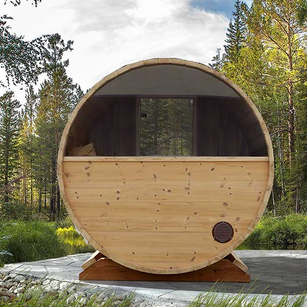 Cedar Outdoor Barrel Sauna Room CSA-526 Side profile
