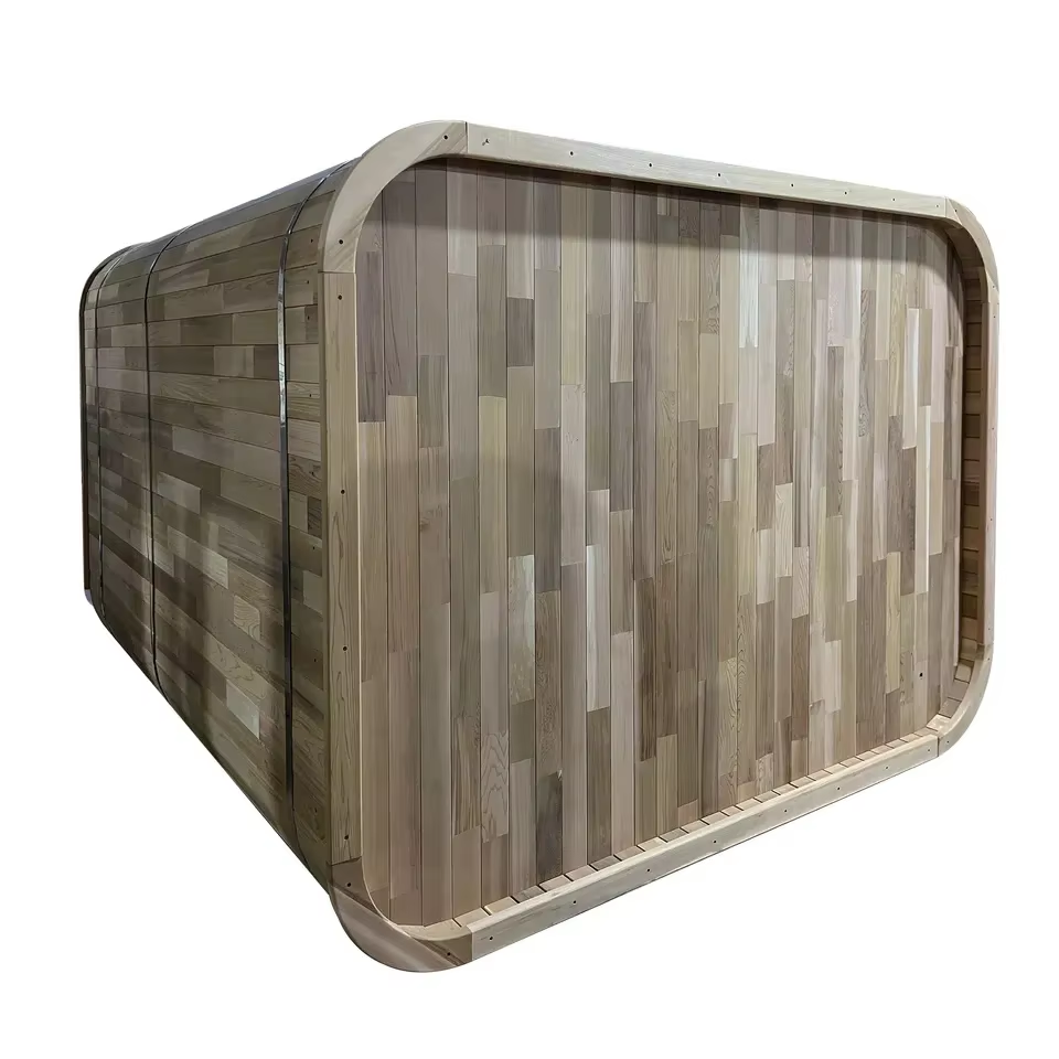 Mobile Outdoor Wood Sauna Container with Wood-Burning Heater Interior detail