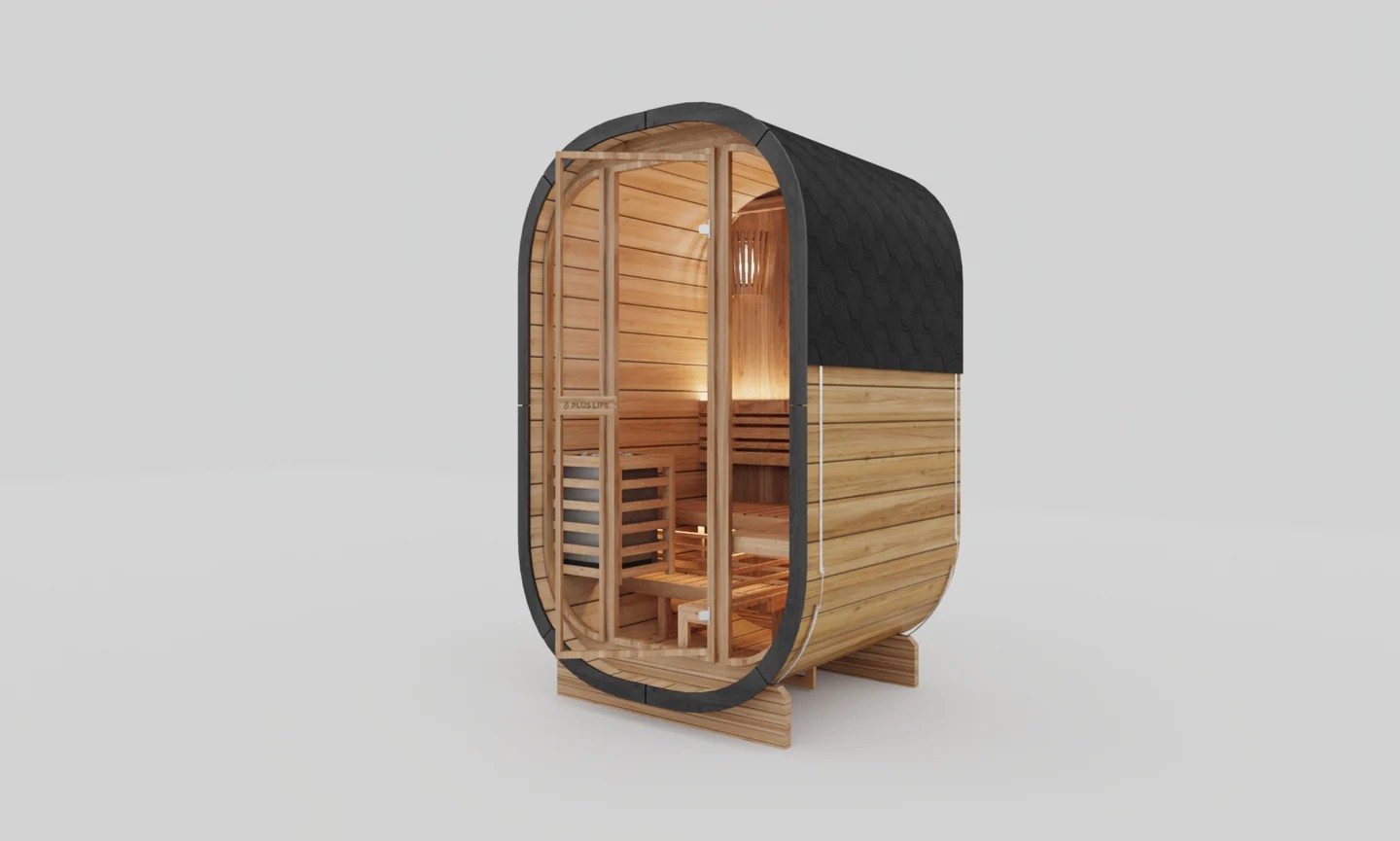 Outdoor Wooden Cube Sauna Room for Backyard Projects Natural wood finish