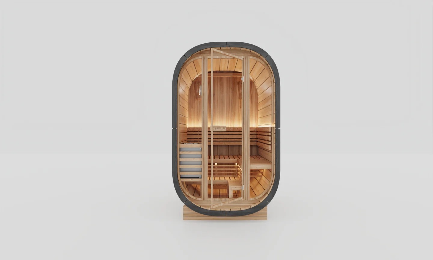 Outdoor Wooden Cube Sauna Room for Backyard Projects Door and glass layout
