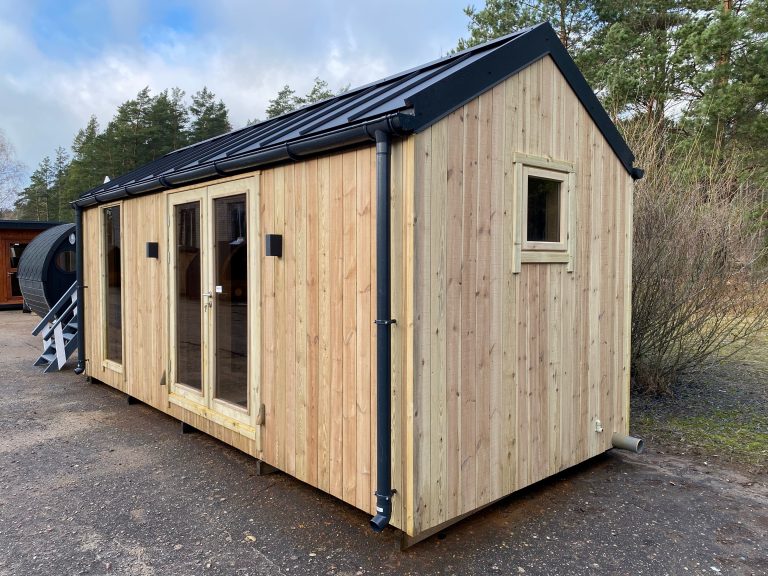 Outdoor Wooden Sauna Cabin with Roof Garden Sauna Room for Outdoor Space Door and glass