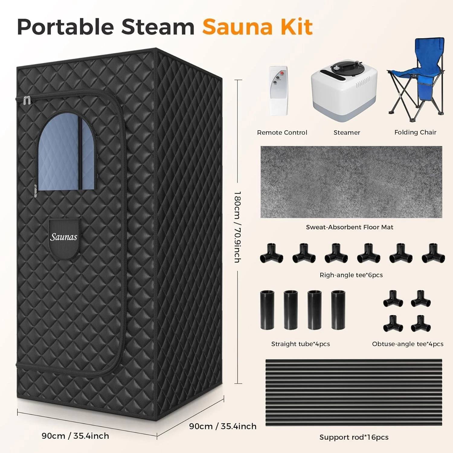 Home Steam Sauna Tent with Foldaway Frame and Seat Opening Exterior angle