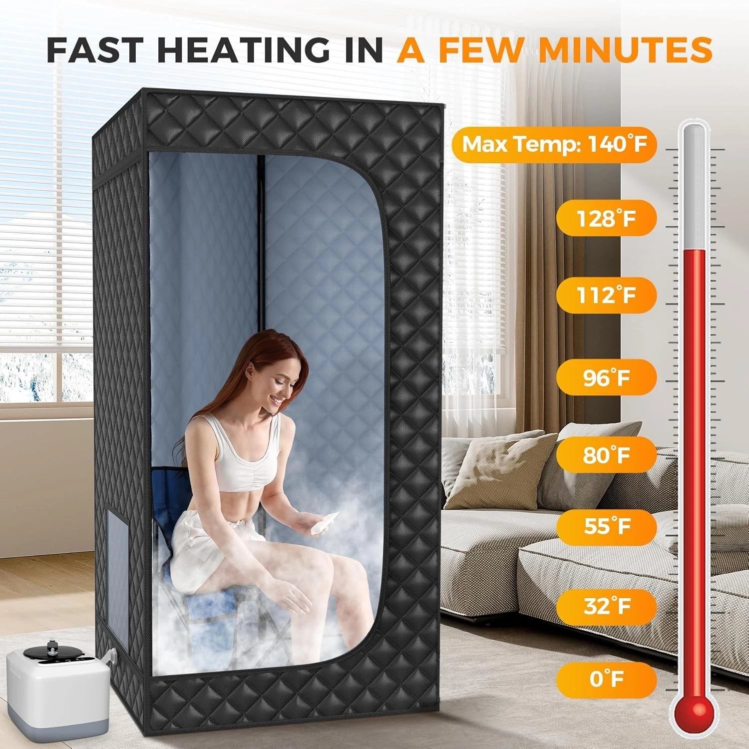 Home Steam Sauna Tent with Foldaway Frame and Seat Opening Side profile