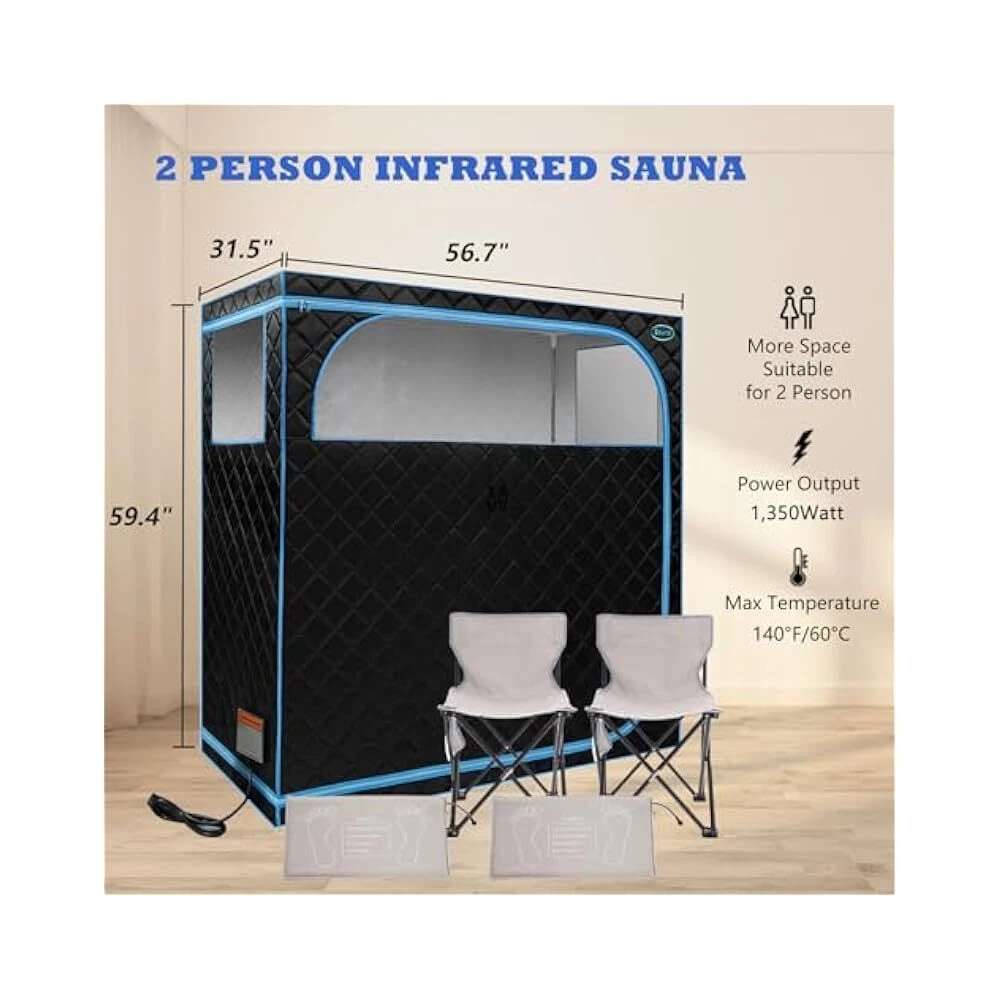 Portable Infrared Sauna Tent - 9-Level Heating, Remote Control &amp; Foldable Chair for Home Spa Detox Side profile