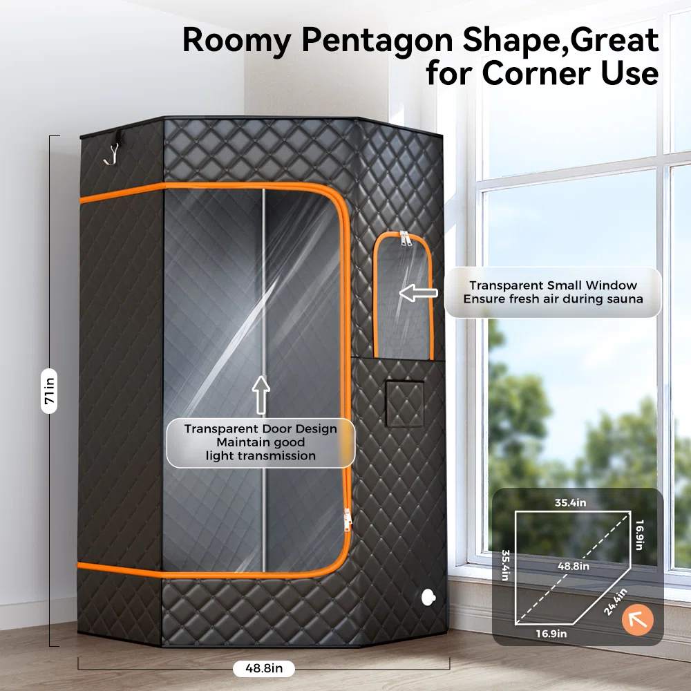 Portable One Person Home Far Infrared Steam Sauna Red Light Therapy 660nm Full Body Relaxation Tent Transom Windows 3L&amp;1100W Buyer reference
