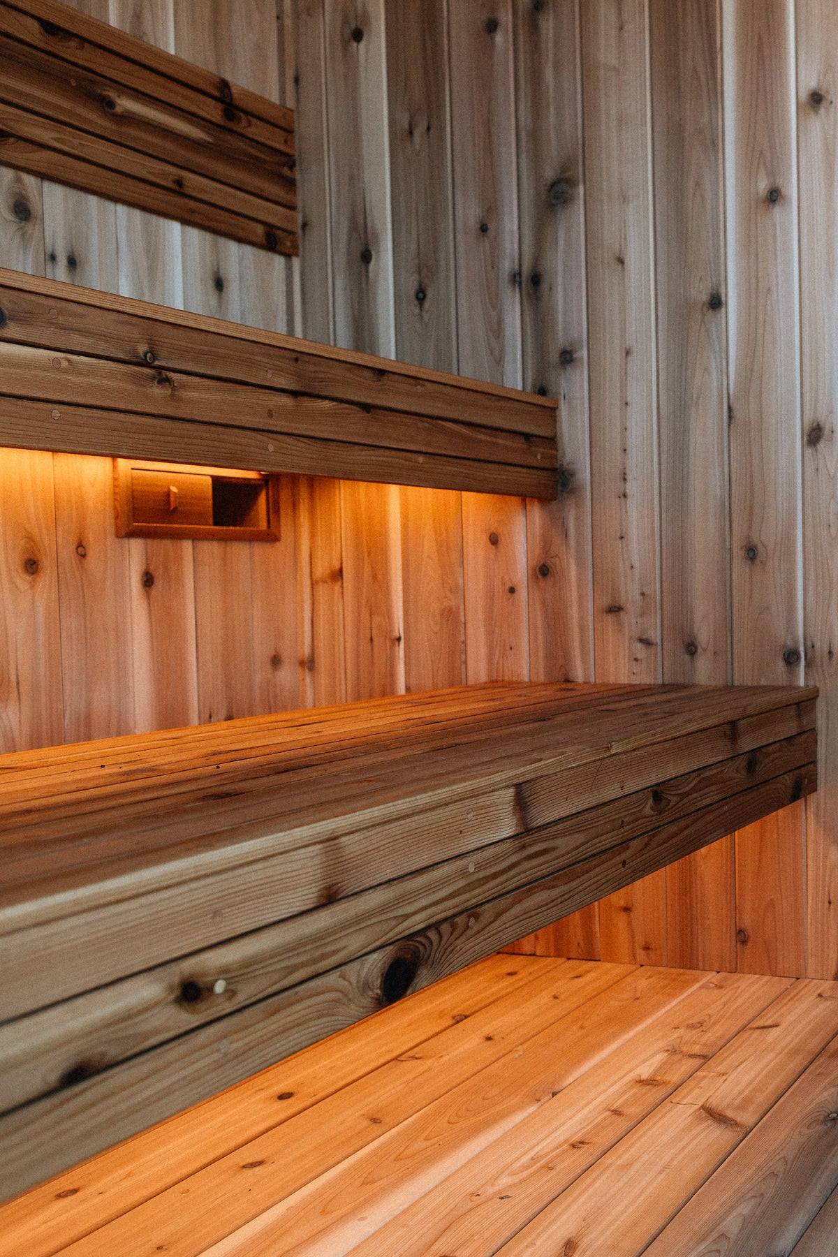 Portable Outdoor Wood Sauna Room with Prefab Structure Side profile