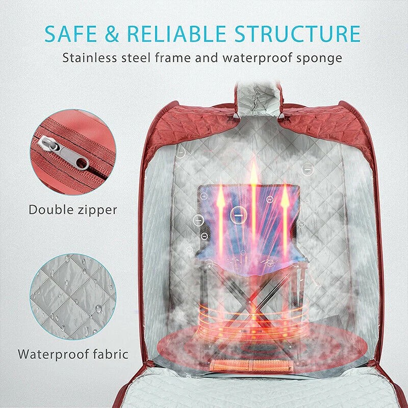 Portable Steam Sauna Tent with 1500W Steamer Side profile