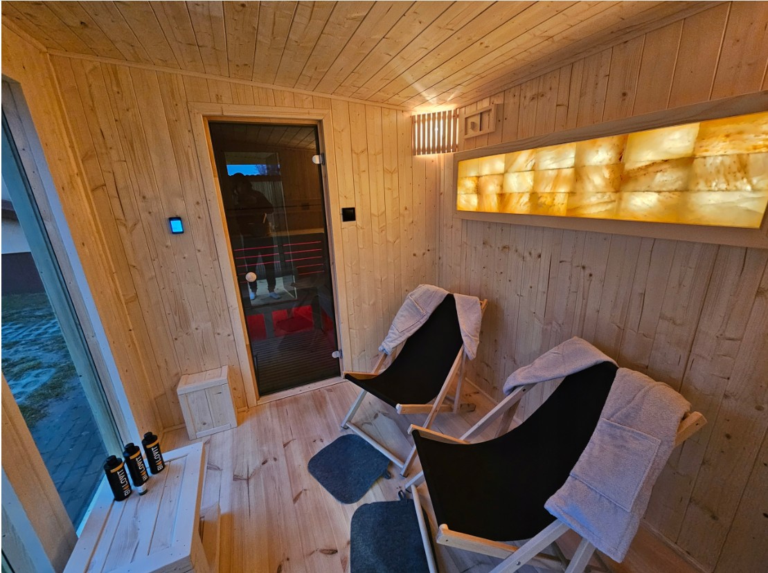 Prefab Modular Backyard Sauna House with Porch and LED Lighting Interior detail