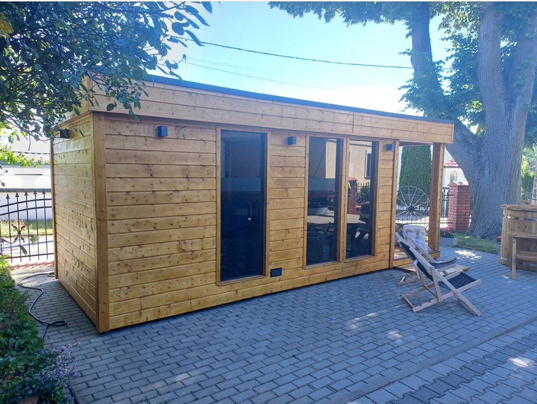 Prefab Modular Backyard Sauna House with Porch and LED Lighting Buyer reference