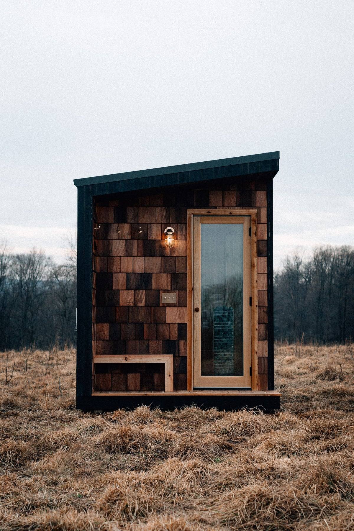 Prefab Outdoor Sauna House - Solid Spruce Wood Dry Steam Sauna with Digital Control Door and glass