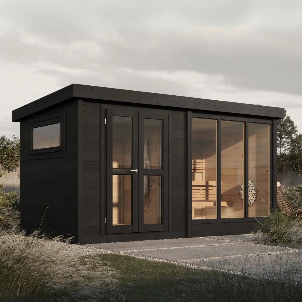Flat-Roof Outdoor Sauna Cabin with Side Clerestory Window CSA-528 product view 2